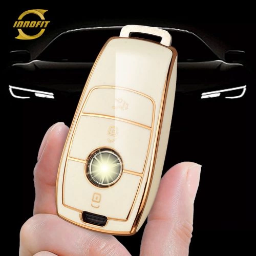 MEB1T1-White-Gold Plating- Car Key Cover For Mercedes-Benz