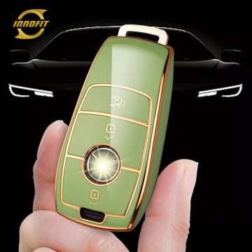 MEB1T1-Green-Gold Plating- Car Key Cover For Mercedes-Benz