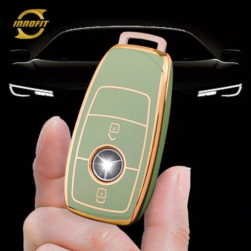 MEB2T1-Green-Gold Plating- Car Key Cover For Mercedes-Benz