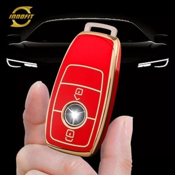 MEB2T1-Red-Gold Plating- Car Key Cover For Mercedes-Benz