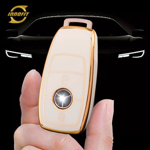 MEB2T1-White-Gold Plating- Car Key Cover For Mercedes-Benz