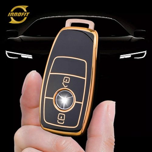 MEB2T1-Black-Gold Plating- Car Key Cover For Mercedes-Benz