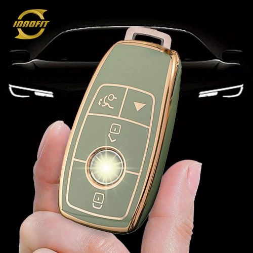 MEB4T1-Green-Gold Plating- Car Key Cover For Mercedes-Benz