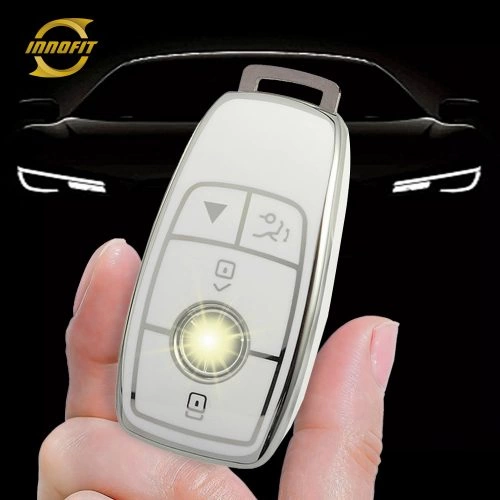 MEB4T1-White-Silver Plating- Car Key Cover For Mercedes-Benz