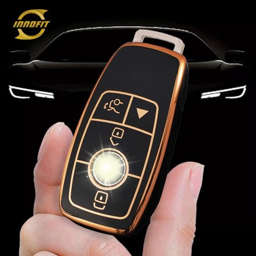 MEB4T1-Black-Gold Plating- Car Key Cover For Mercedes-Benz