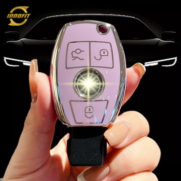 MEC1T1-Purple-Silver Plating- Car Key Cover For Mercedes-Benz