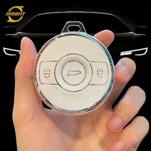 MED1T1-White-Silver Plating- Car Key Cover For Mercedes-Benz