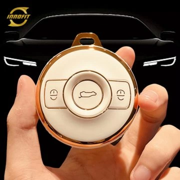 MED1T1-White-Gold Plating- Car Key Cover For Mercedes-Benz