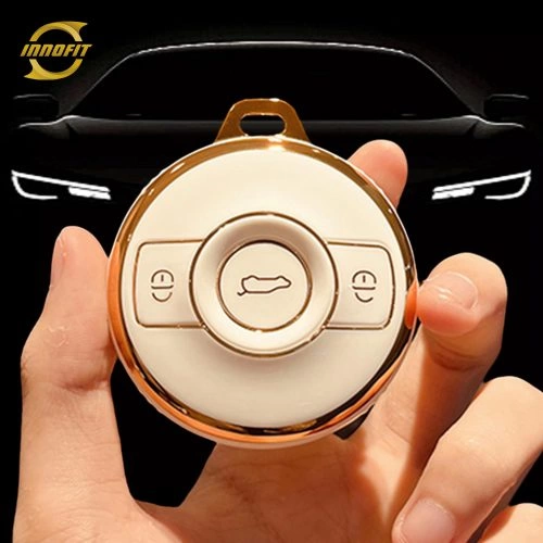 MED1T1-White-Gold Plating- Car Key Cover For Mercedes-Benz