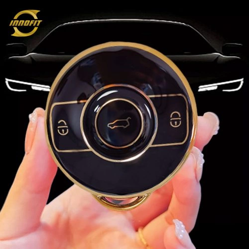 MED1T1-Black-Gold Plating- Car Key Cover For Mercedes-Benz