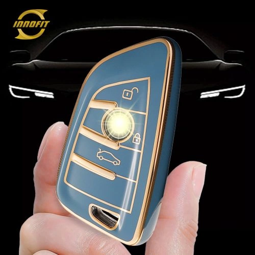 BMB2T1-Granny Grey-Gold Plating- Car Key Cover For BMW