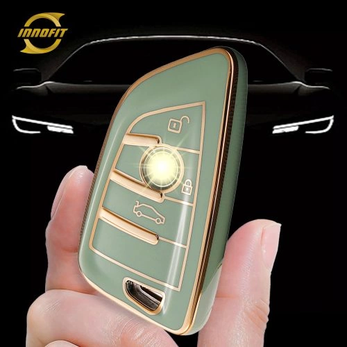 BMB2T1-Green-Gold Plating- Car Key Cover For BMW