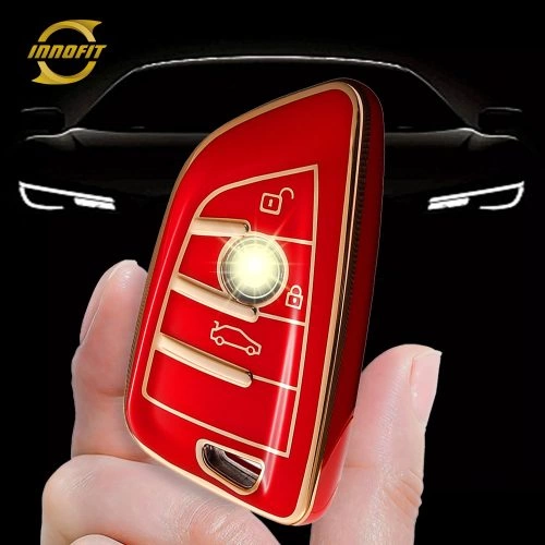 BMB2T1-Red-Gold Plating- Car Key Cover For BMW