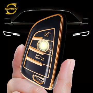 BMB2T1-Black-Gold Plating- Car Key Cover For BMW