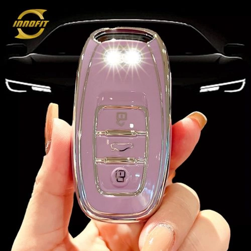 AUB1T1-Purple-Silver Plating- Car Key Cover For Audi