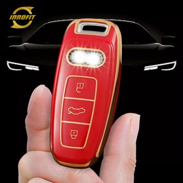 AUC1T1-Red-Gold Plating- Car Key Cover For Audi
