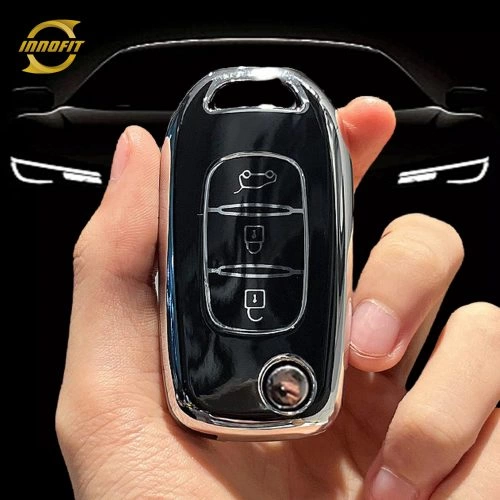 REB1T1-Black-Silver Plating- Car Key Cover For Renault