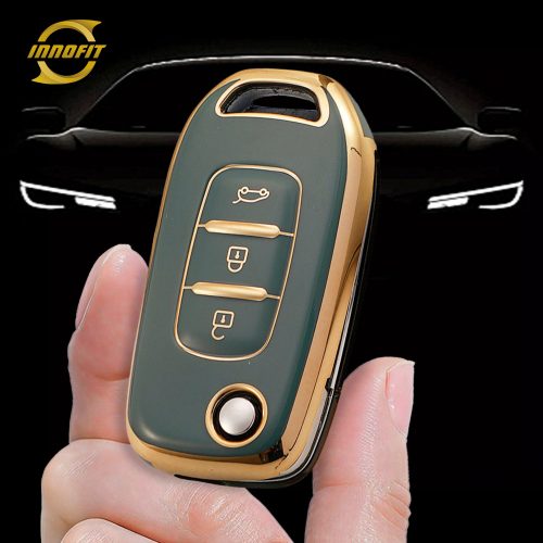 REB1T1-Granny Grey-Gold Plating- Car Key Cover For Renault
