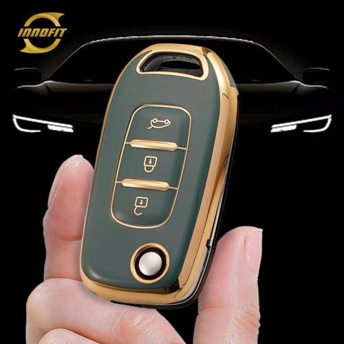 REB1T1-Granny Grey-Gold Plating- Car Key Cover For Renault