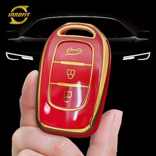 REC1T1-Red-Gold Plating- Car Key Cover For Renault