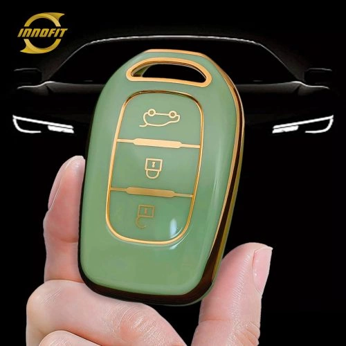 REC1T1-Green-Gold Plating- Car Key Cover For Renault