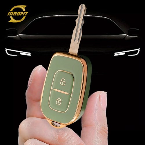 REC2T1-Green-Gold Plating- Car Key Cover For Renault