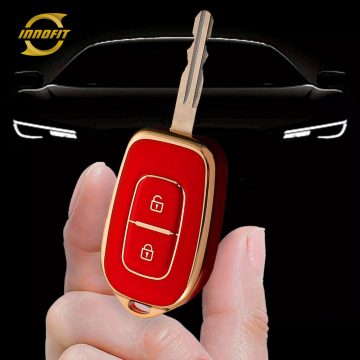 REC2T1-Red-Gold Plating- Car Key Cover For Renault