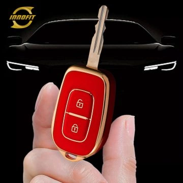 REC2T1-Red-Gold Plating- Car Key Cover For Renault