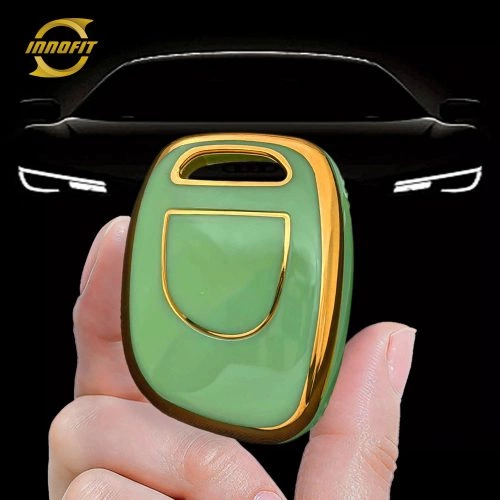 REE1T1-Green-Gold Plating- Car Key Cover For Renault