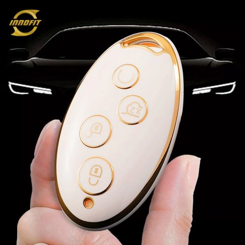 BYB1T1-White-Gold Plating- Car Key Cover For BYD