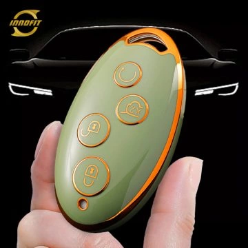 BYB1T1-Green-Gold Plating- Car Key Cover For BYD