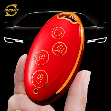 BYB1T1-Red-Gold Plating- Car Key Cover For BYD