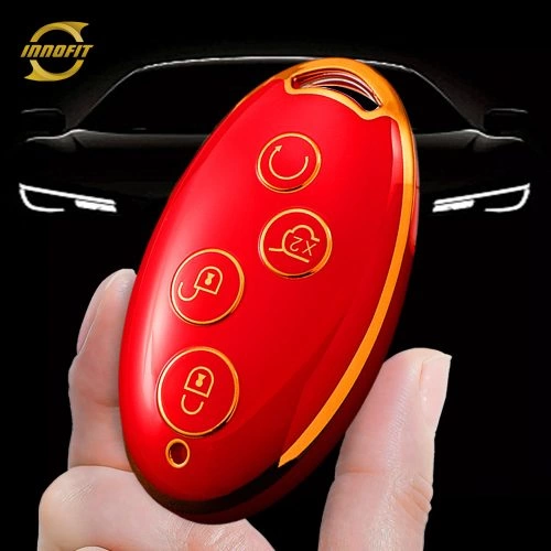 BYB1T1-Red-Gold Plating- Car Key Cover For BYD