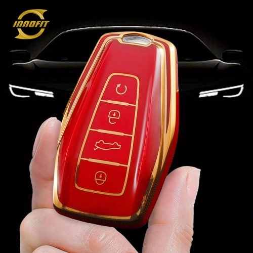 GEB1T1-Red-Gold Plating- Car Key Cover For Geely Auto