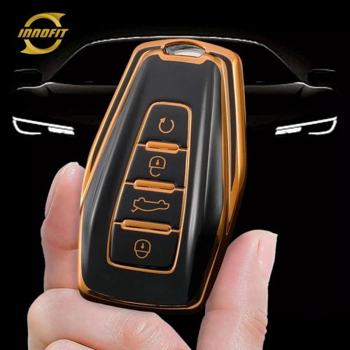 GEB1T1-Black-Gold Plating- Car Key Cover For Geely Auto