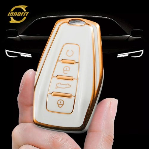 GEB1T1-White-Gold Plating- Car Key Cover For Geely Auto