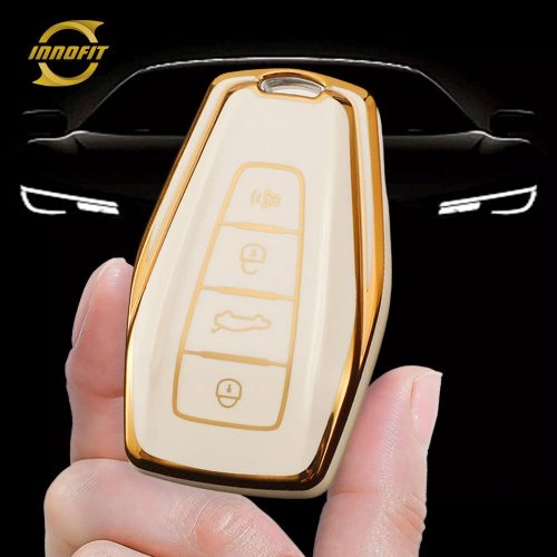 GEB2T1-White-Gold Plating- Car Key Cover For Geely Auto
