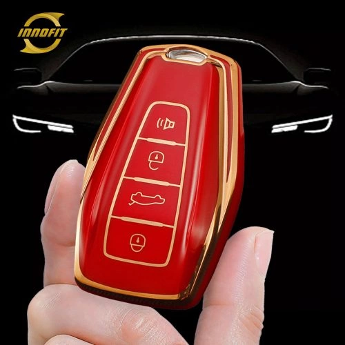 GEB2T1-Red-Gold Plating- Car Key Cover For Geely Auto