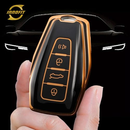 GEB2T1-블랙-골드 도금-지리 자동차 용 자동차 키 커버