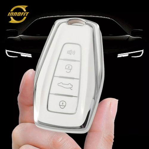 GEB2T1-White-Silver Plating- Car Key Cover For Geely Auto