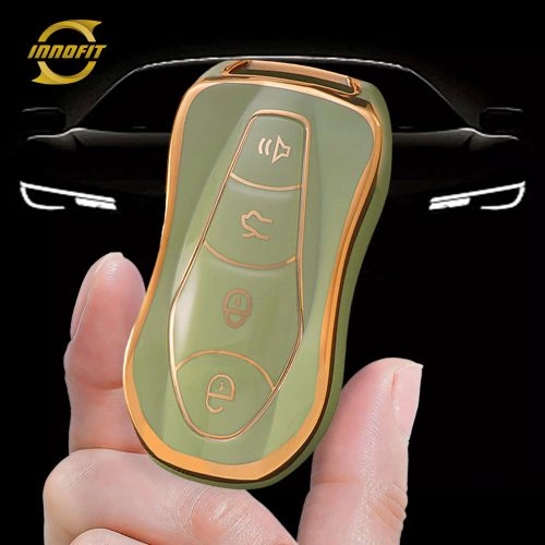 GEC1T1-Green-Gold Plating- Car Key Cover For Geely Auto