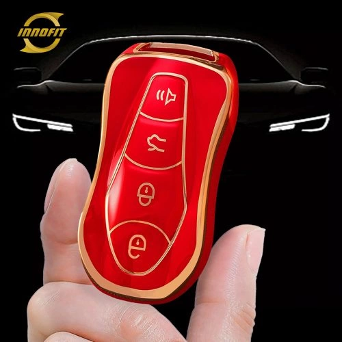 GEC1T1-Red-Gold Plating- Car Key Cover For Geely Auto