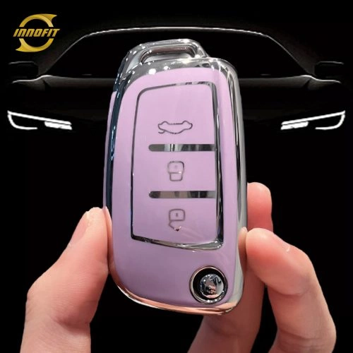 GED1T1-Purple-Silver Plating- Car Key Cover For Geely Auto