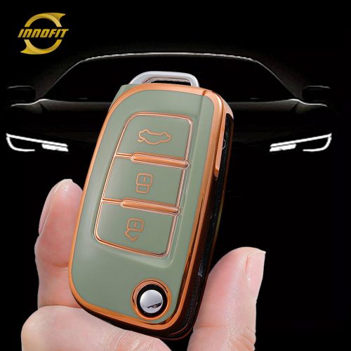 GED1T1-Green-Gold Plating- Car Key Cover For Geely Auto