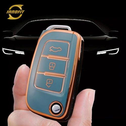GED1T1-Granny Grey-Gold Plating- Car Key Cover For Geely Auto