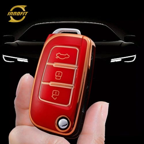 GED1T1-Red-Gold Plating- Car Key Cover For Geely Auto