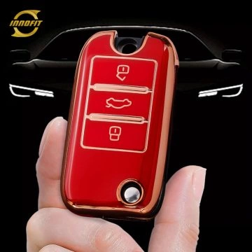 ROC1T1-Red-Gold Plating- Car Key Cover For Roewe Morris Garages