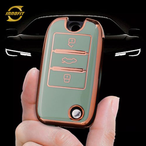 ROC1T1-Green-Gold Plating- Car Key Cover For Roewe Morris Garages