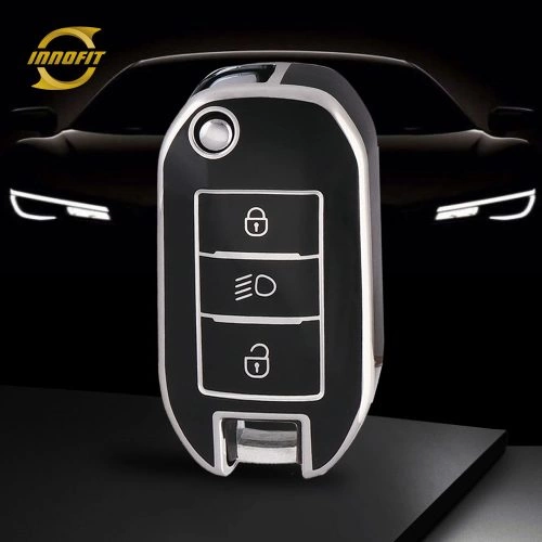 PUB2T1-Черный-серебряное-напыление-обложка-автомобильный-ключ-для-Peugeot