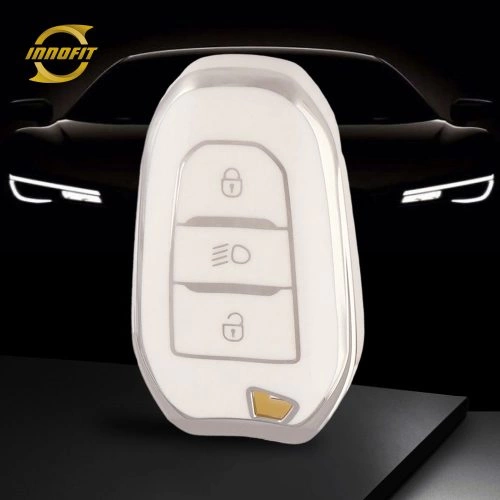 PUC2T1-White-Silver Plating- Car Key Cover For Peugeot Citroen Opel
